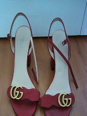 Gucci Marmont Red Leather Sandals